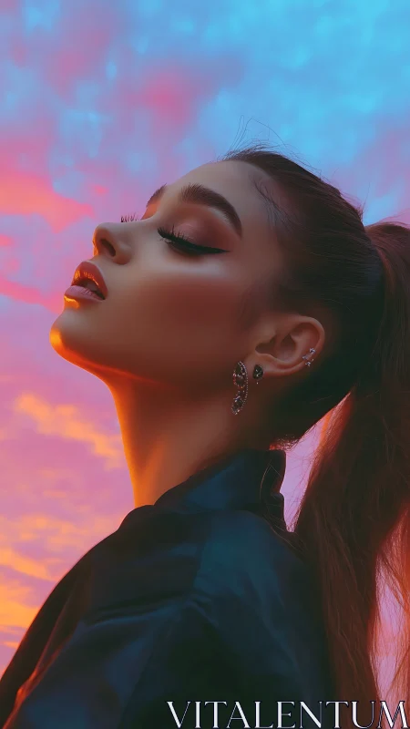 Side profile portrait shows stylized lighting on subject