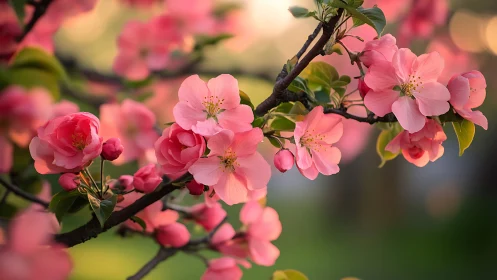 Spring's Pink Reverie: Crabapple Blossoms in Soft Bloom.