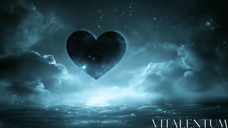 Heart-shaped Celestial Object in Turbulent Sky.