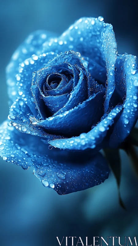 Blue Rose with Water Droplets