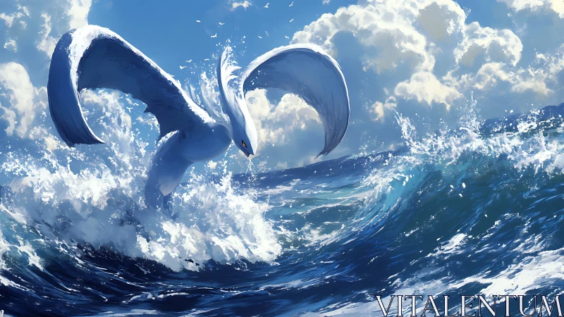 Stormwing guardian rises from roaring sapphire seas.