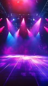Glowing neon stage invites energy under vivid concert lights