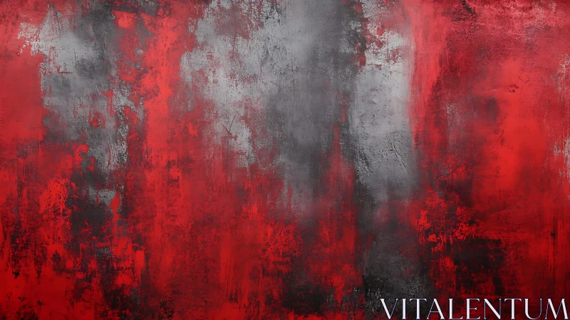 Bold red and gray textured abstract painting with modern style.