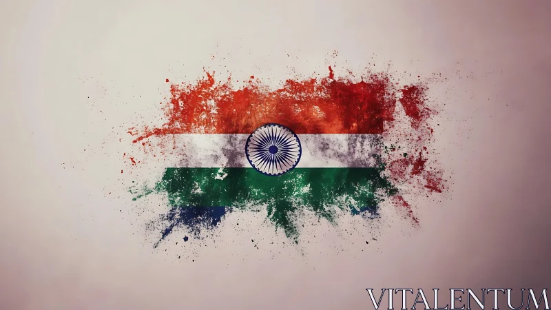 Indian tricolour flag rendered in dispersed paint effect.