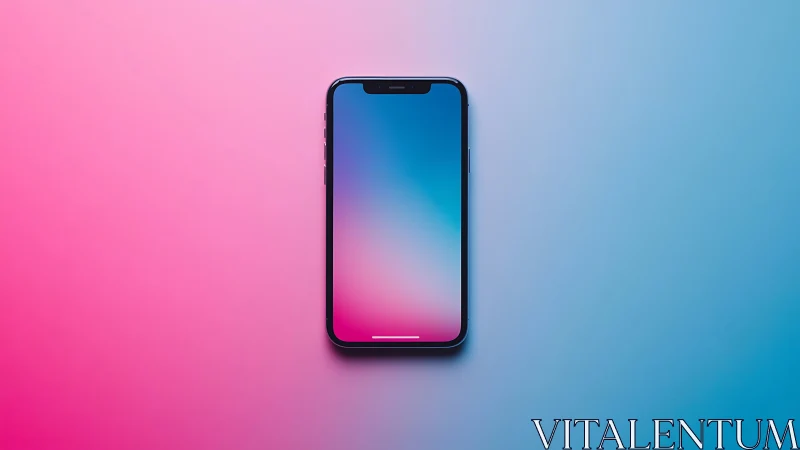 Gradient Reverie: Modern Smartphone Suspended in Chromatic Dreamscape.