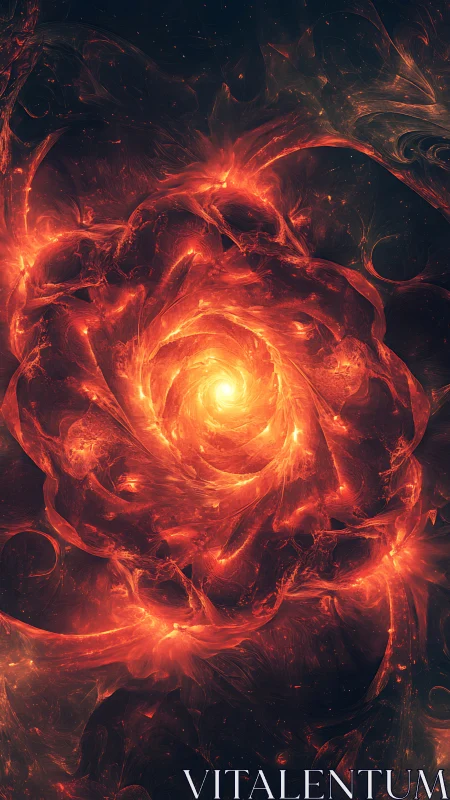 Solar vortex blossom forms swirling cosmic fire spiral.