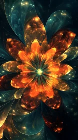Fractal luminescent flower renders cosmic petals in radial bloom