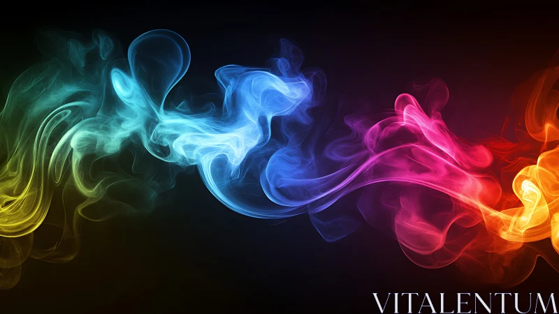 Multicolored smoke trails form flowing luminous ribbons