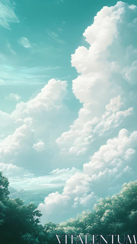 Soft summer clouds drift gently above a peaceful valley