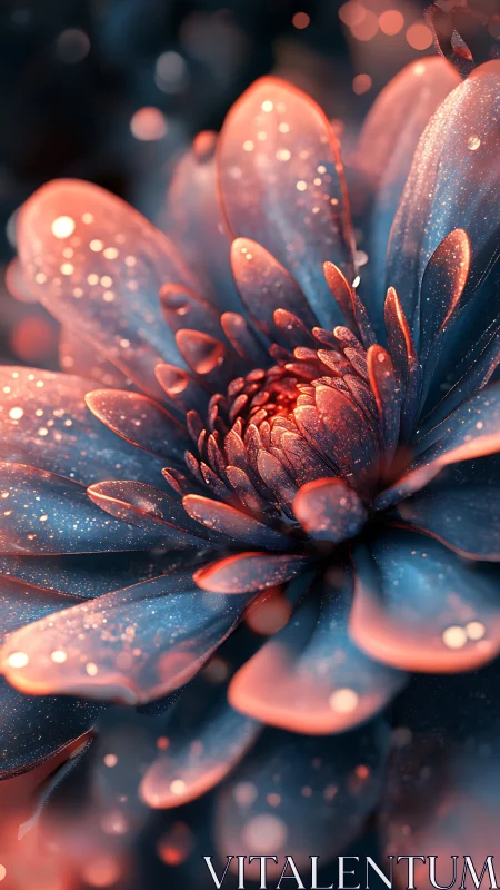 Macro view of stylized flower with bokeh background detail.