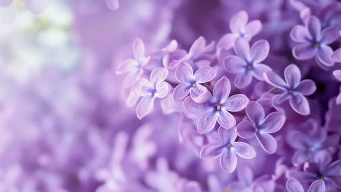Shallow-depth lilac flower clusters with selective focus macro photography
