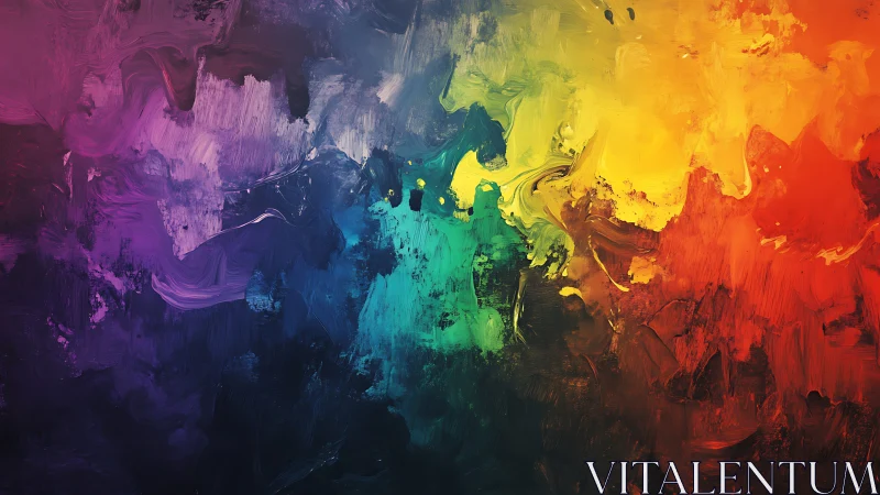 Colorful paint strokes melt together in a radiant rainbow glow