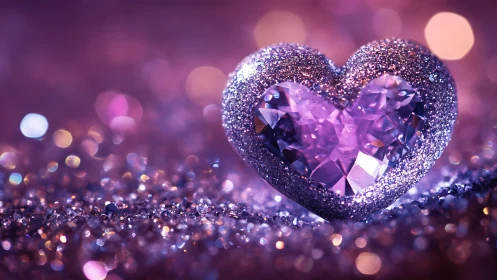 Glittering amethyst heart quietly crowns a violet galaxy