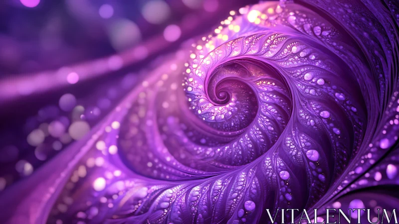 Fractal spiral structure displays layered purple filigree detail