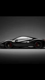 Black supercar profile glows against a dramatic studio void