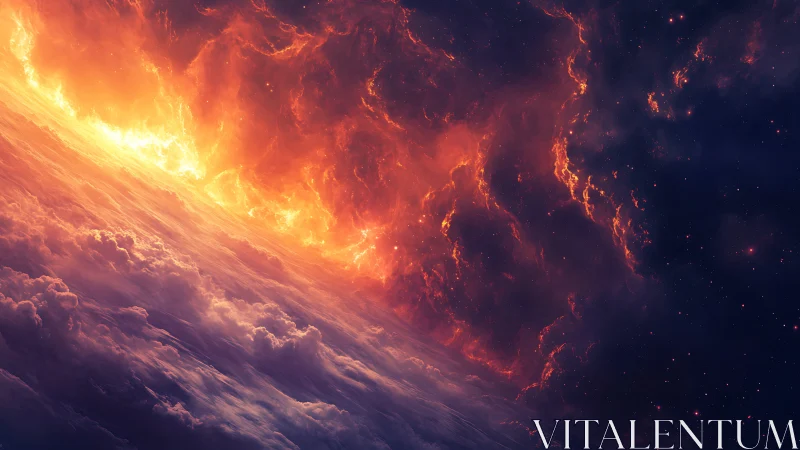 Incandescent nebula cloud formation with radiant light emission