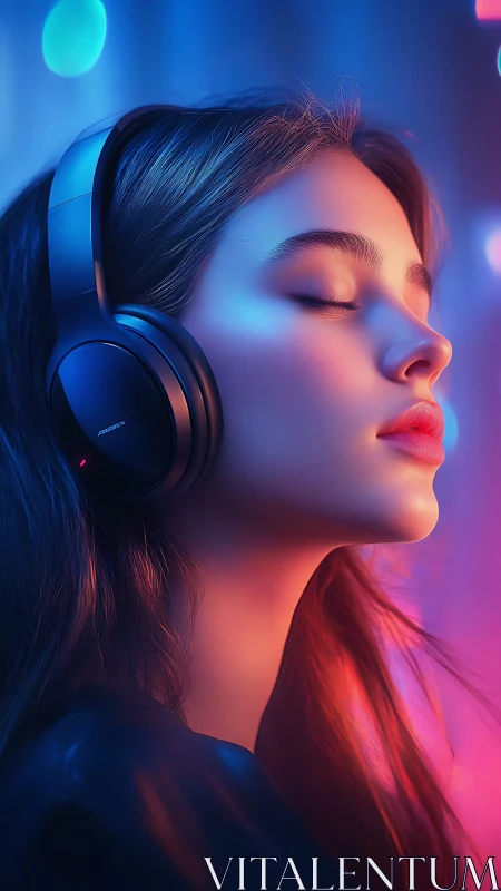 Neon hush of headphones and half-lit midnight daydreams.