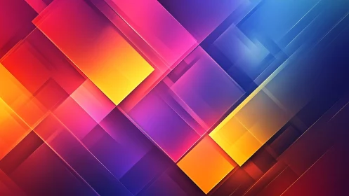 Vibrant Geometric Abstract Art with Overlapping Colorful Squares.