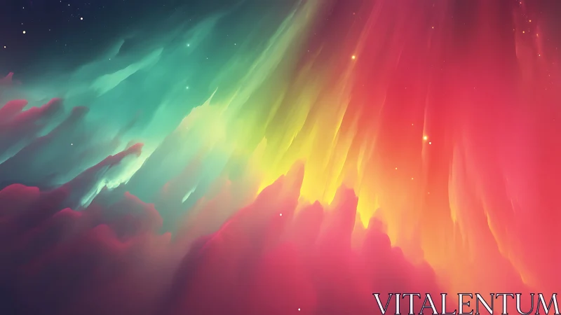 Radiant cosmic aurora over sculpted nebula peaks.