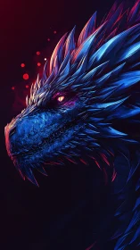 Chromatic bioluminescent dragon profile in neon contrast.