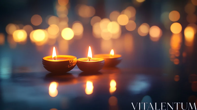 Soft candle flames cast gentle light across the night