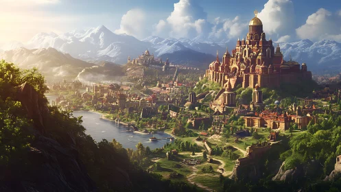 Golden hilltop palace welcomes a sunlit fantasy kingdom