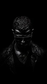 Low key portrait frames lone figure in stark darkness.