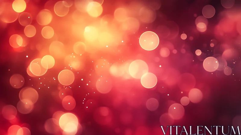 Warm glowing bokeh light abstract background in red and gold.
