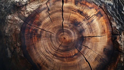 Close-up of tree trunk rings in natural rustic style.