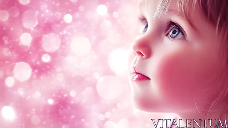 Child's Profile: Luminescent Bokeh Digital Portraiture Study.