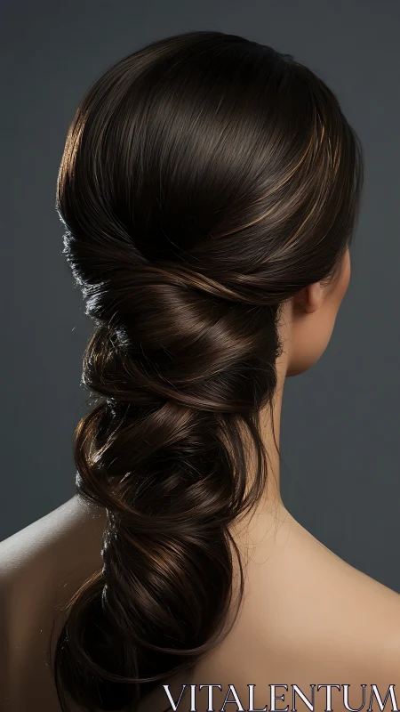 Graceful brunette updo flows in soft, polished waves