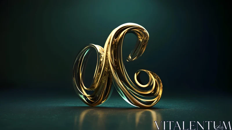 Elegant golden ampersand sculpture in modern digital art style.