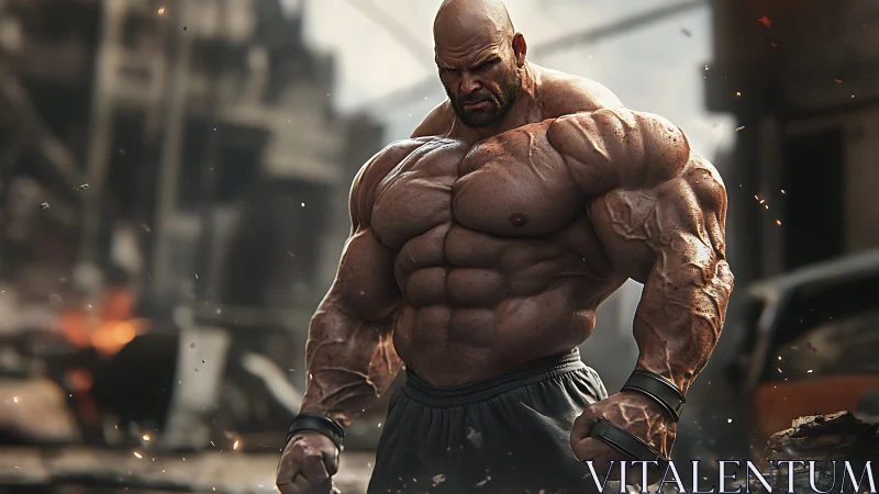 Titan of the ruins stands carved from quarried thunder.