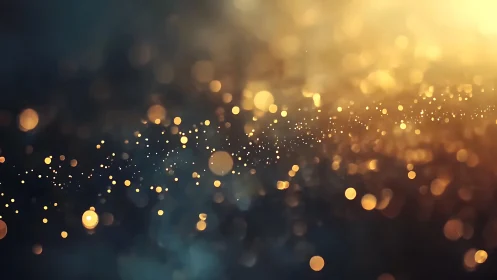 Golden bokeh lights abstract background in dreamy style.