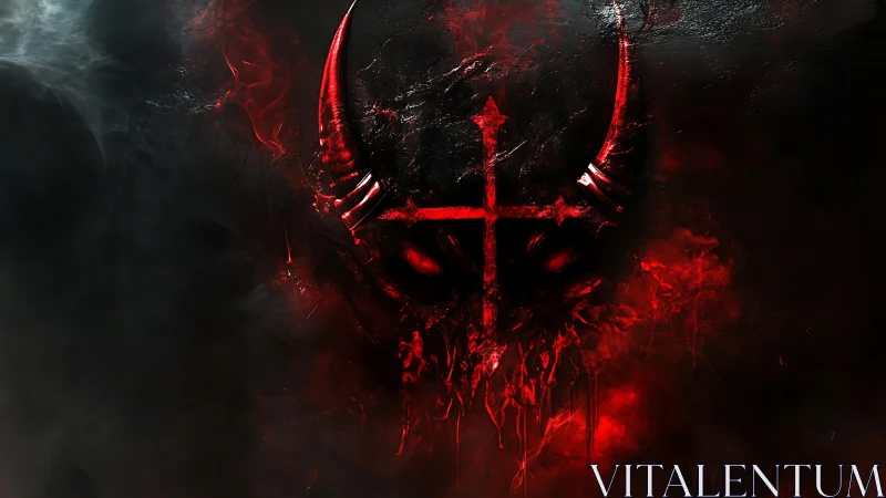 Infernal horned skull rendered in high-contrast red spectral haze