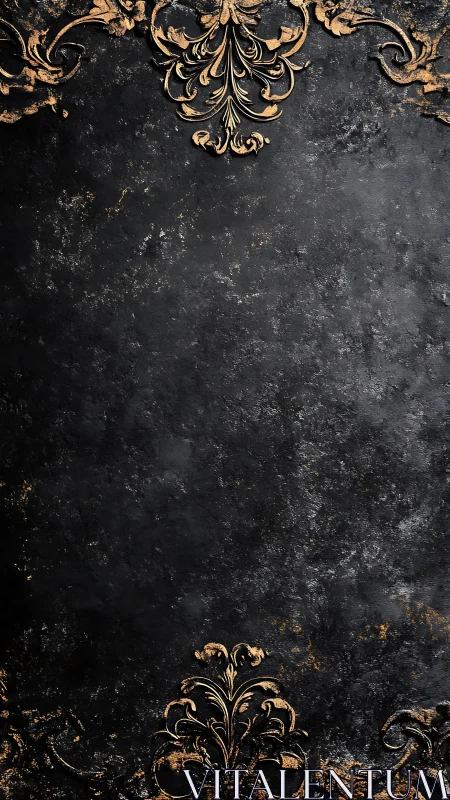 Baroque gold ornament frames textured black background elegantly