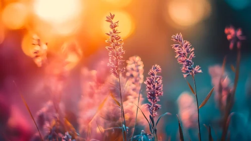 Tall grass spikes with bokeh light diffusion