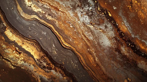 Abstract marbled pattern with gold and brown earthy tones.