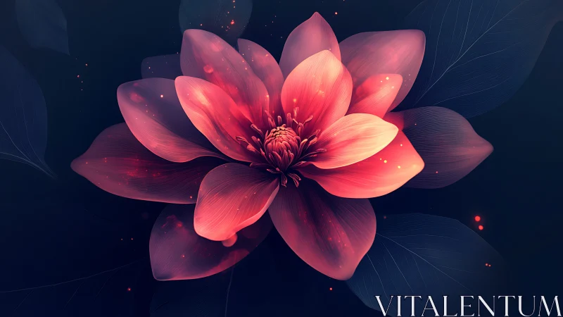 Luminous Flower Against Dark Background.