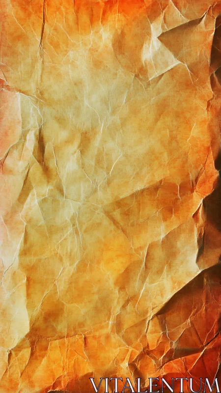 Textured orange and beige crumpled paper background surface.