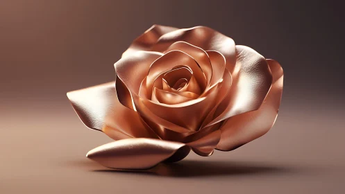 Metallic Rose Blooming in Lustrous Copper Elegance.