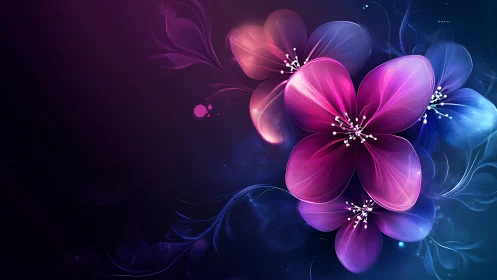 Luminescent Digital Blooms Against Deep Cosmic Darkness.