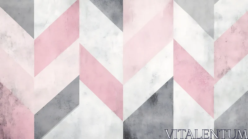 Blush and concrete chevrons in softly weathered rhythm.