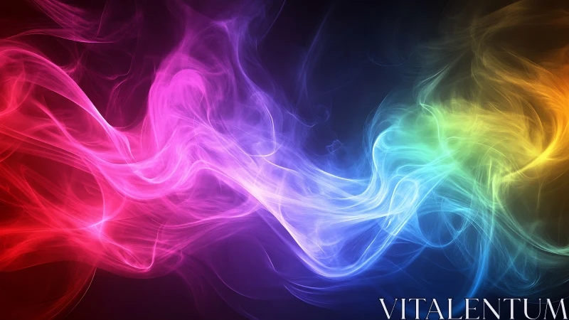 Flowing rainbow light drifting softly across the dark.