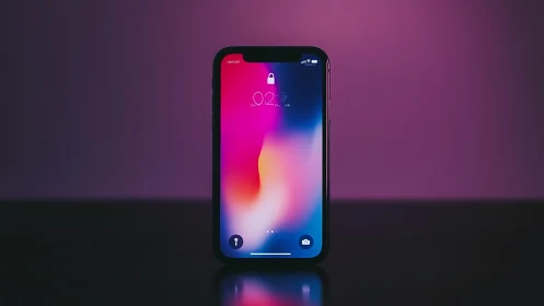 Smartphone Display Lock Screen with Gradient Wallpaper