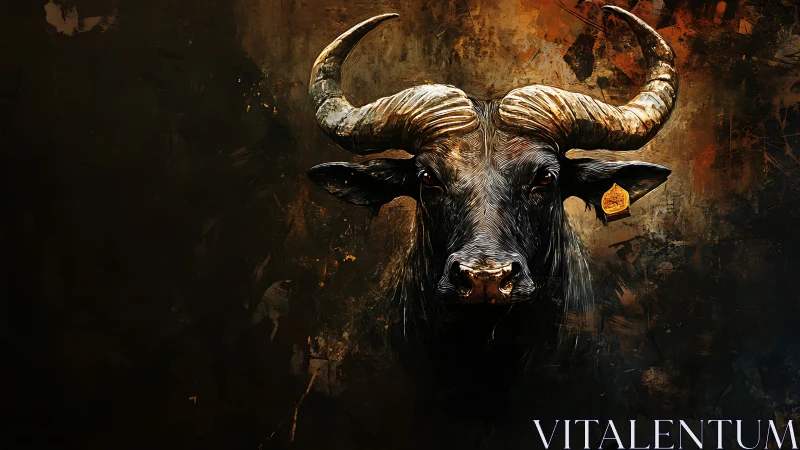 Buffalo head rendered in detailed digital brush strokes