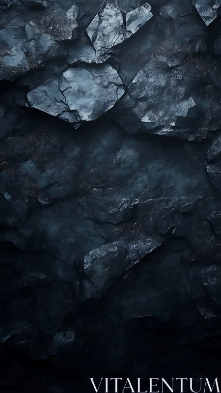 Shadowed stone wall glows softly with cool textured depth