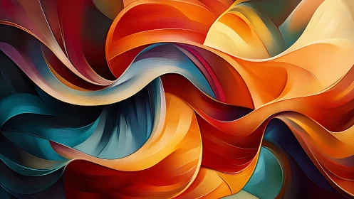Radiant abstract ribbons flow in warm and cool waves.