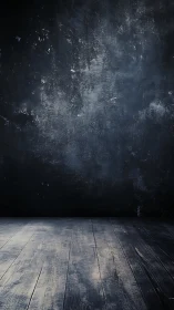Dark textured wall with worn wooden floor background.