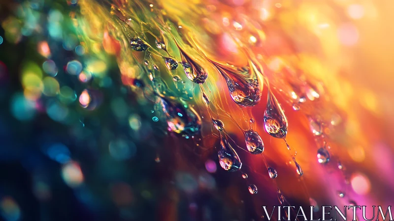 Macro liquid spectrum with prismatic droplet refractions.